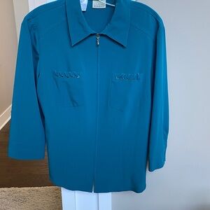 Teal zip up top